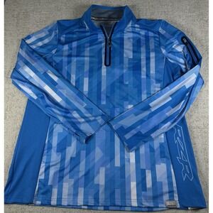RZR Polaris Men's 2XL Pullover 1/4 Zip Long Sleeve Blue Geometric Mock Neck